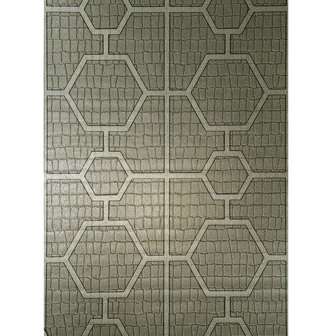 Z80033 Geo Hexagon brass silver metallic wallpaper