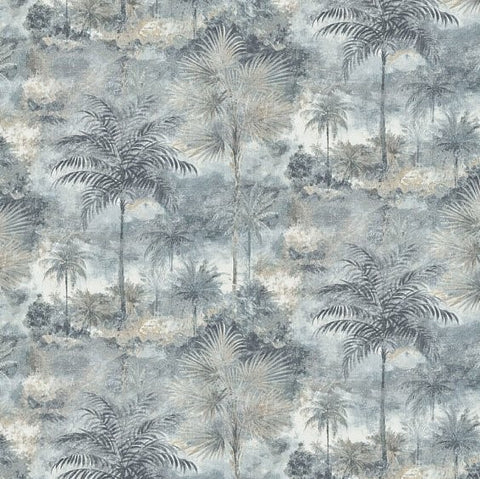 Z44901 Gray Blue gold floral tropical Wallpaper