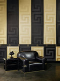 93522-4 Medusa Greek Key Black Gold Border