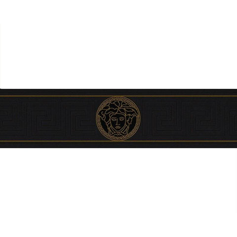93522-4 Medusa Greek Key Black Gold Border