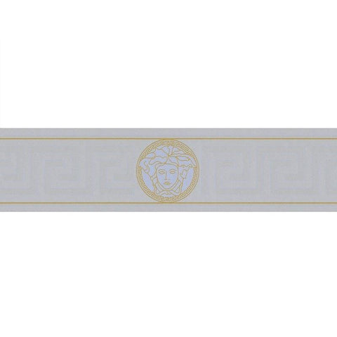 93522-5 Medusa Greek Key  Silver Gold Border