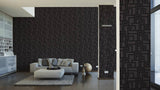 96236-3 Gray Grey Charcoal Black Greek Key Wallpaper