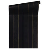 93524-4 Black Greek Key Gold Stripe Wallpaper
