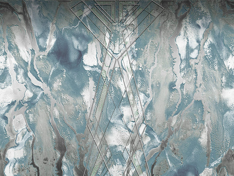 Z6481 Elie Saab Blue Silver Panel