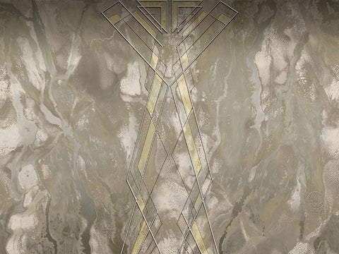 Z6483 Elie Saab Beige Gray Gold Panel