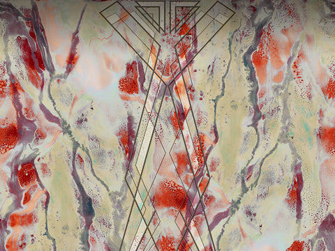 Z64873 Elie Saab All over red beige gray Panel