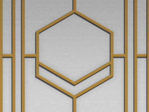 Z64885 Elie Saab Geometric Bronze Metallic Gray Panel