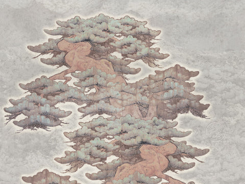 Z64892 Elie Saab Figured Brown Orange Green Gray Panel