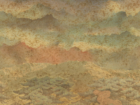 Z64895 Elie Saab Figured Brown Orange Green Yellow Panel