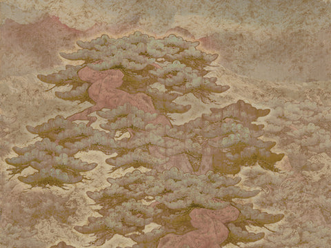 Z6491 Elie Saab Brown Pink Gold Panel