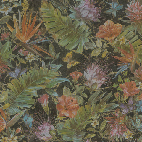 Z80011 Tropical Black yellow red green blue Wallpaper