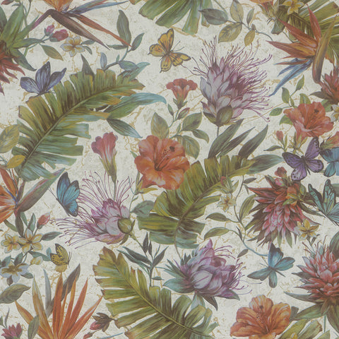Z80012 Tropical White yellow red green blue Wallpaper