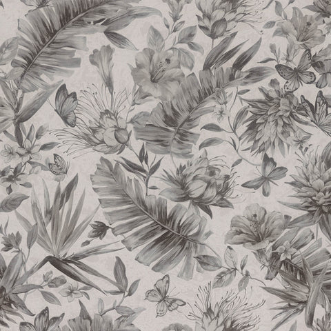 Z80017 Tropical White black gray Wallpaper