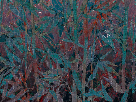 Z90073 Lamborghini Floral Leaves Red Green Panel