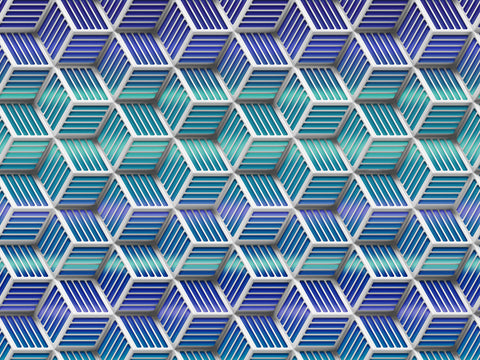 Z90082 LAMBORGHINI Geometric Cube Purple Blue Green Panel