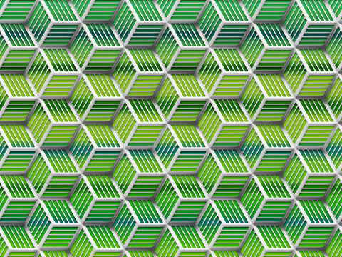 Z90084 LAMBORGHINI Geometric Cube Green Silver Panel