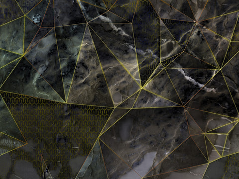 Z90095 LAMBORGHINI Geometric Marble Brown Green Gold Panel