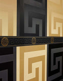 93522-4 Medusa Greek Key Black Gold Border