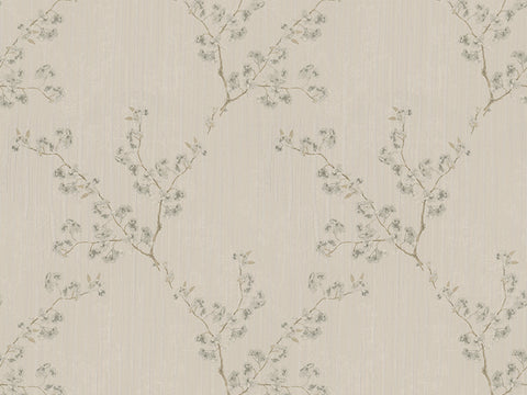 Z66832 Satin Flowers Beige 3D Wallpaper