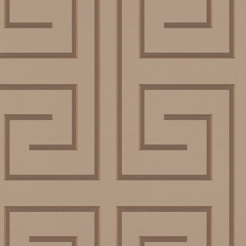Z76038 Greek key Geometric brown Wallpaper