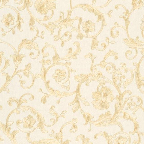 DS934326-16 Butterfly Barocco Cream Gold Off-white Wallpaper