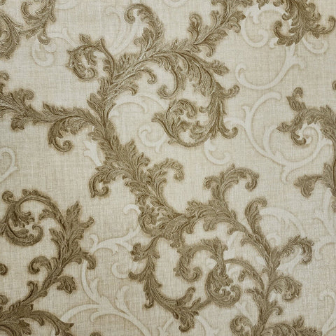 96231-2 Versace Beige Brass Barocco Designer Textured Wallpaper