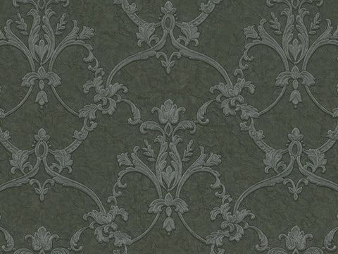 Z46041 Trussardi Metallic Silver Green Wallpaper