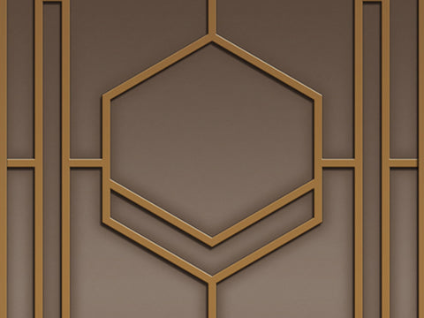 Z64887 Elie Saab Geometric Bronze Brown Metallic Panel