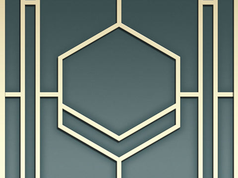 Z64889 Elie Saab Geometric green gold Panel