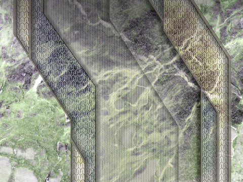 Z90059 LAMBORGHINI Geometric Abstract  Green Gray Panel