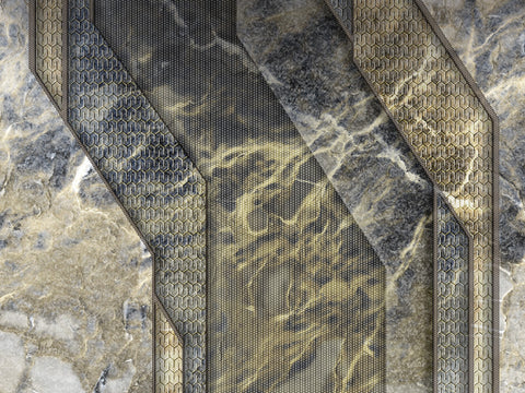 Z90061 LAMBORGHINI Geometric Abstract Gray Gold Panel