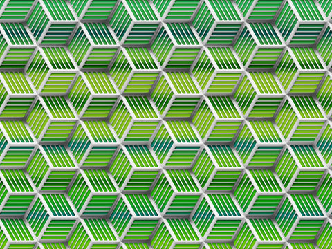 Z90084 LAMBORGHINI Geometric Cube Green Silver Panel
